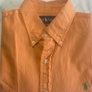 Ralph Lauren Custom Men's Polo Fit button up shirt, Size Large, Color Orange